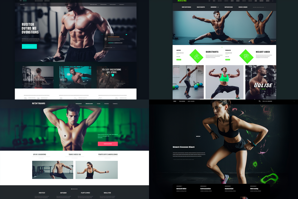 Midjourney website design prompts: a fitness website 